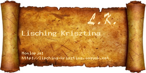 Lisching Krisztina névjegykártya